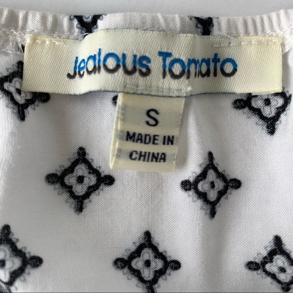 JEALOUS TOMATO Womens Size S Black White Boho Print Swim Cover Up Dress - Picture 7 of 9